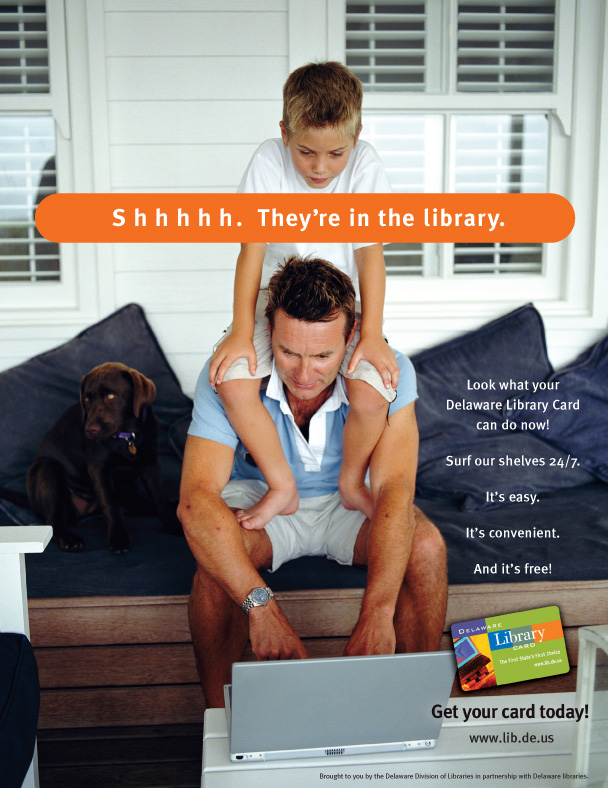 Ad for the Delaware Library online catalogue.